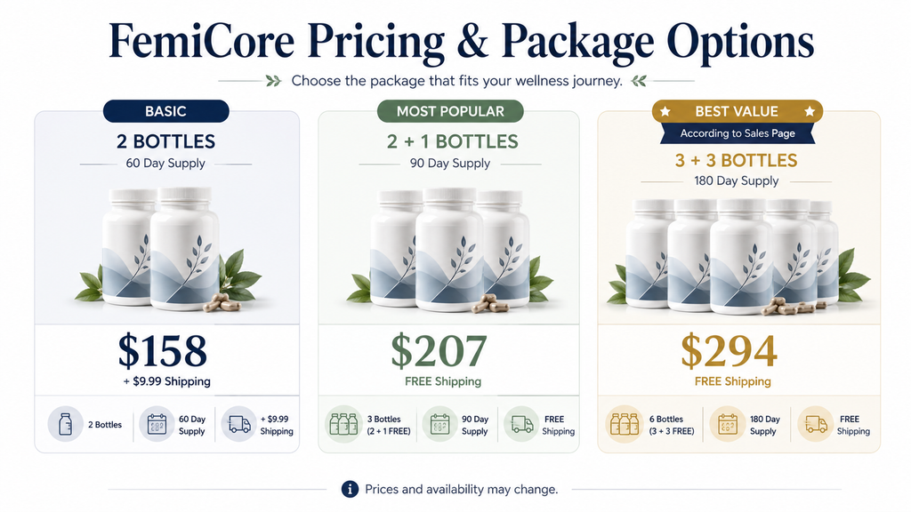 FemiCore pricing and package options